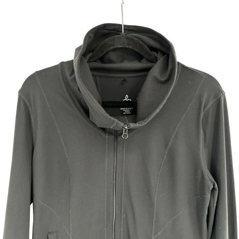 Prana Full Zip‎ High Neck Athletic Jacket Black Large